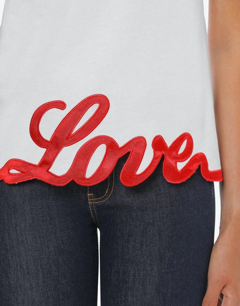 T-shirt Donna con rouche e scritta love Bianco LOVE MOSCHINO- Francavilla Moda