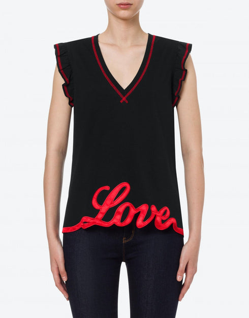 T-shirt Donna con rouche e scritta love Nero LOVE MOSCHINO- Francavilla Moda