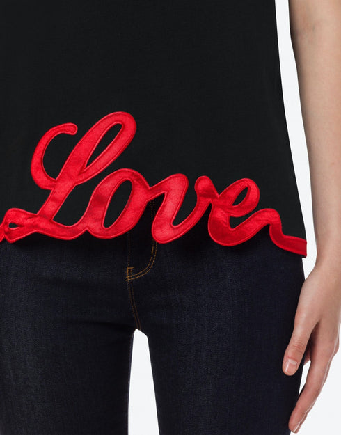 T-shirt Donna con rouche e scritta love Nero LOVE MOSCHINO- Francavilla Moda