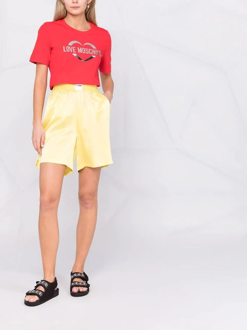 T-shirt Donna con scritta argento Rosso LOVE MOSCHINO- Francavilla Moda
