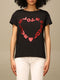 T-shirt Donna con stampa a cuore Nero rosso LOVE MOSCHINO- Francavilla Moda