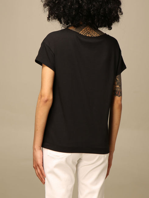 T-shirt Donna con stampa a cuore Nero rosso LOVE MOSCHINO- Francavilla Moda