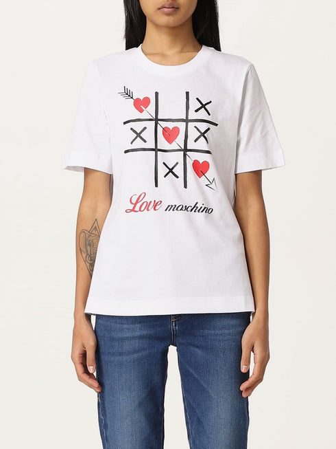 T-shirt Donna con stampa tris Bianco LOVE MOSCHINO- Francavilla Moda