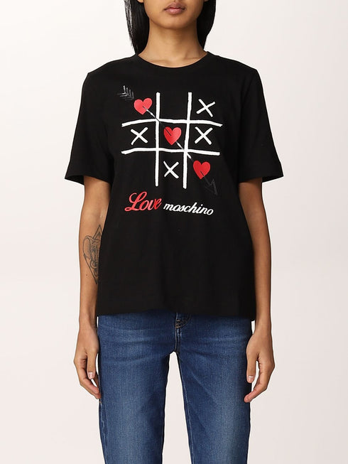 T-shirt Donna con stampa tris Nero LOVE MOSCHINO- Francavilla Moda