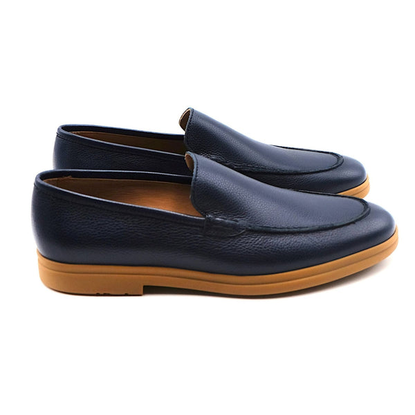 Mocassino Uomo liscio in pelle Blu LO.WHITE- Francavilla Moda