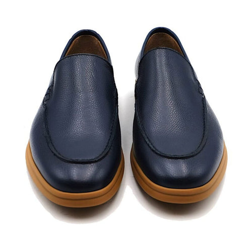 Mocassino Uomo liscio in pelle Blu LO.WHITE- Francavilla Moda