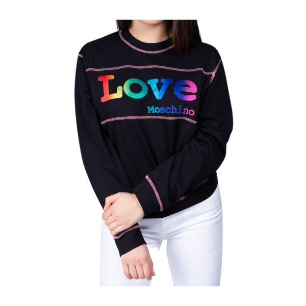 Felpa Donna W643901M4267 girocollo con logo multicolor Nero Moschino- Francavilla Moda