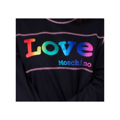 Felpa Donna W643901M4267 girocollo con logo multicolor Nero Moschino- Francavilla Moda