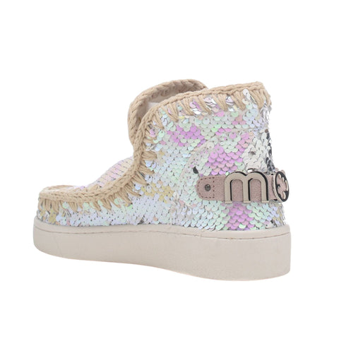 Stivaletto Donna Summer Eskimo paillettes Bianco rosa mou- Francavilla Moda