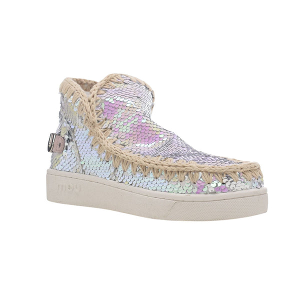 Stivaletto Donna Summer Eskimo paillettes Bianco rosa mou- Francavilla Moda