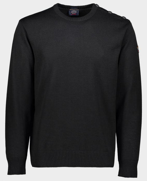 Girocollo Uomo 11311032 bretagna con bottoni spalla Nero PAUL & SHARK- Francavilla Moda