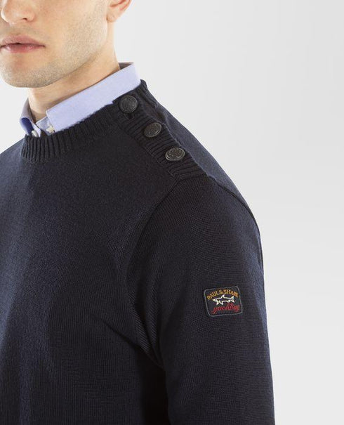 Girocollo Uomo 11311032 bretagna con bottoni spalla Blu PAUL & SHARK- Francavilla Moda