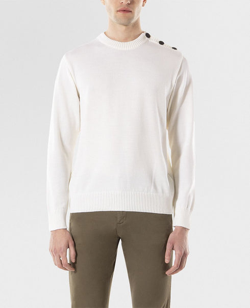 Girocollo Uomo 11311032 bretagna con bottoni spalla Bianco PAUL & SHARK- Francavilla Moda