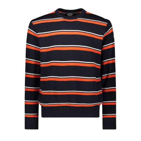 Maglia Uomo Cool touch con motivo a righe Blu arancio PAUL & SHARK- Francavilla Moda