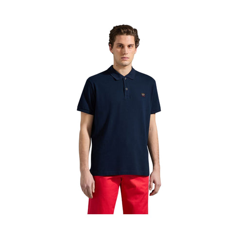 Polo Uomo in cotone piqué con badge Blu PAUL & SHARK- Francavilla Moda