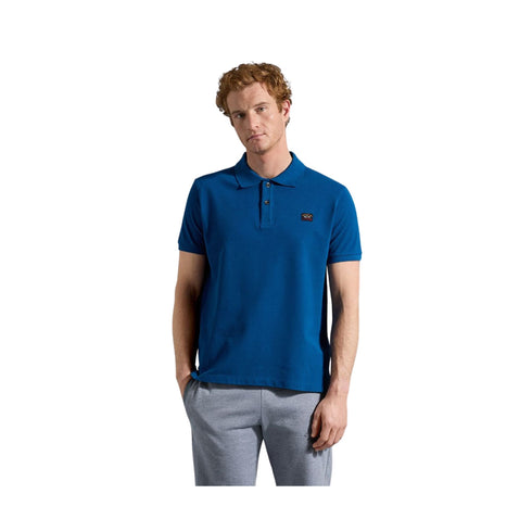 Polo Uomo in cotone piqué con badge Indaco PAUL & SHARK- Francavilla Moda