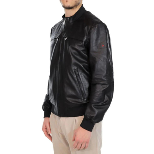 Peuterey Giubbino Giubbino Uomo in pelle con polsini in maglia Nero - Francavilla Moda