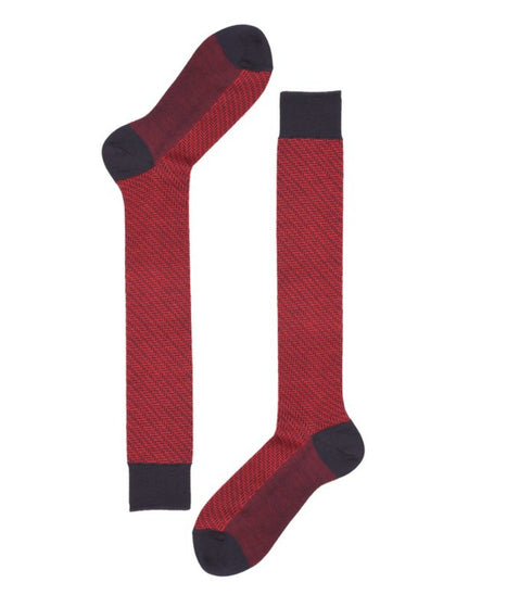 Calza Uomo lunga chevron bicolore Blu ciliegia RED SOCKS- Francavilla Moda