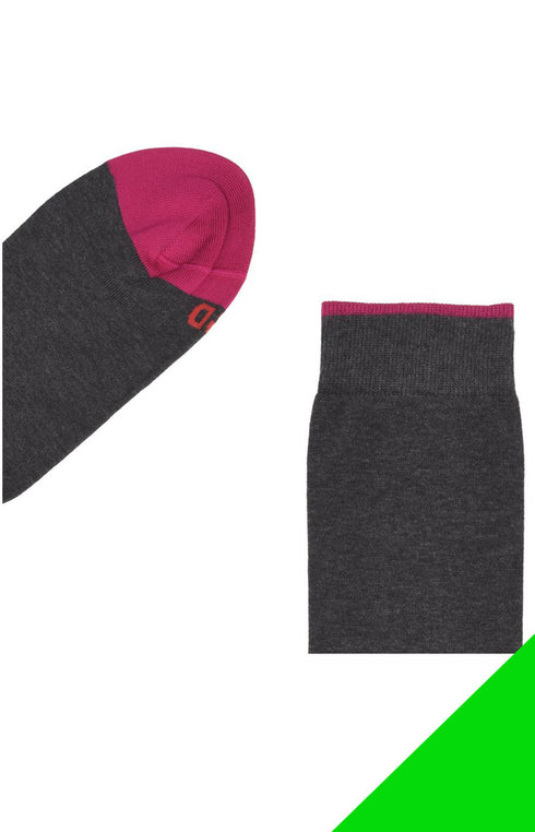 Calze Uomo con bordo e punta a contrasto Grigio fucsia RED SOCKS- Francavilla Moda
