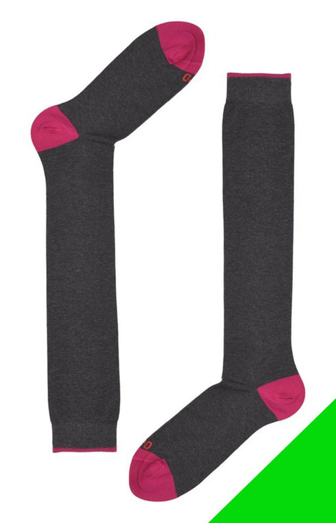 Calze Uomo con bordo e punta a contrasto Grigio fucsia RED SOCKS- Francavilla Moda