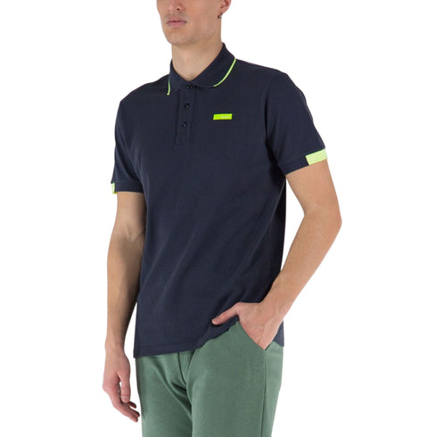 Polo Uomo con bordini in contrasto Blu Refrigiwear- Francavilla Moda