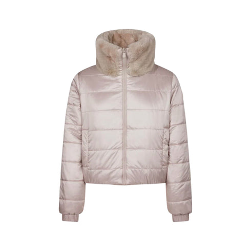 Save The Duck Piumino corto Piumino corto Donna Jeon imbottito reversibile ecopelliccia Rainy beige - Francavilla Moda
