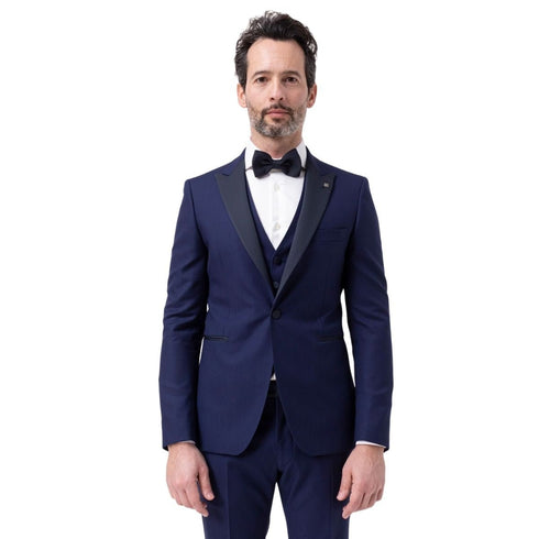 Abito Uomo con gilet monopetto in satin Blu TAGLIATORE- Francavilla Moda