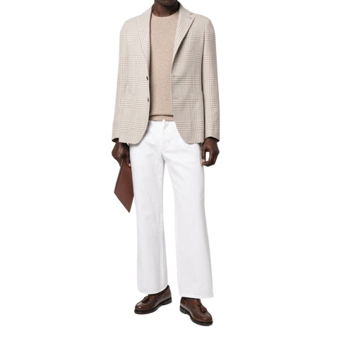 Giacca Uomo monopetto con motivo tartan Bianco beige TAGLIATORE- Francavilla Moda