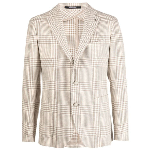 Giacca Uomo monopetto con motivo tartan Bianco beige TAGLIATORE- Francavilla Moda