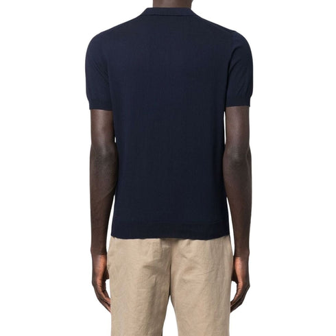 Polo Uomo con finiture a coste sui bordi Blu TAGLIATORE- Francavilla Moda