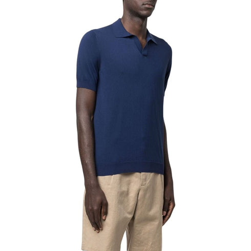 Polo Uomo con finiture a coste sui bordi Blu chiaro TAGLIATORE- Francavilla Moda