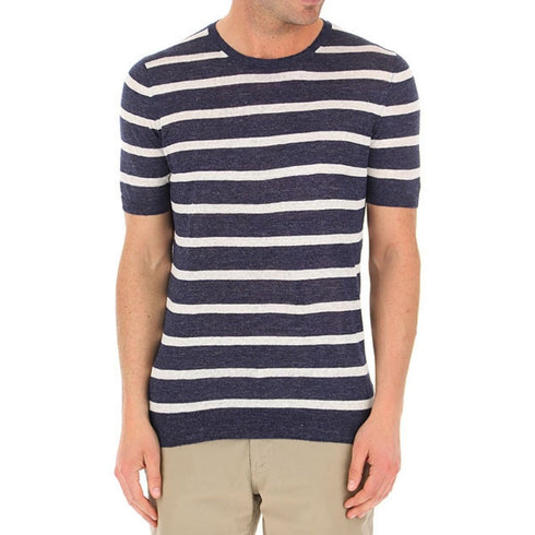 T-shirt Uomo a Righe con costine B.co blu TAGLIATORE- Francavilla Moda