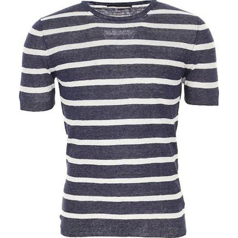 T-shirt Uomo a Righe con costine B.co blu TAGLIATORE- Francavilla Moda