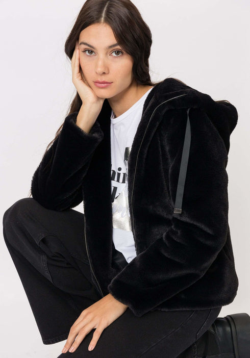 Cappotto Donna in pelliccia Nero TIFFOSI- Francavilla Moda