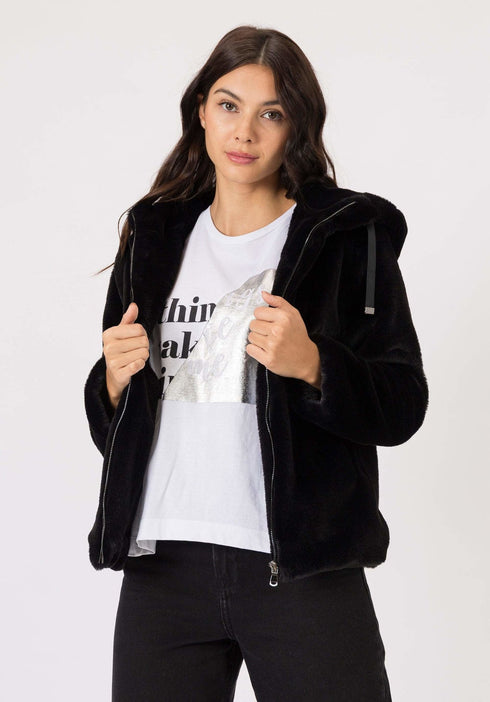 Cappotto Donna in pelliccia Nero TIFFOSI- Francavilla Moda