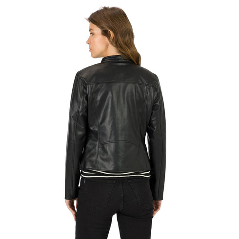 Giubbino Donna in ecopelle con collo coreano Nero TIFFOSI- Francavilla Moda