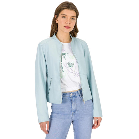 Giubbino Donna in ecopelle con collo coreano Celeste TIFFOSI- Francavilla Moda