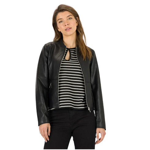 Giubbino Donna in ecopelle con collo coreano Nero TIFFOSI- Francavilla Moda