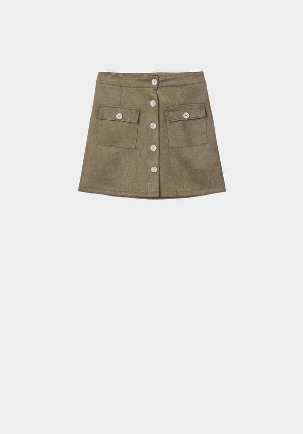 Gonna mini con tasche e bottoni frontali Verde TIFFOSI- Francavilla Moda