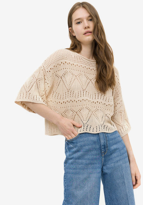 Maglia Donna girocollo ricamata Beige TIFFOSI- Francavilla Moda