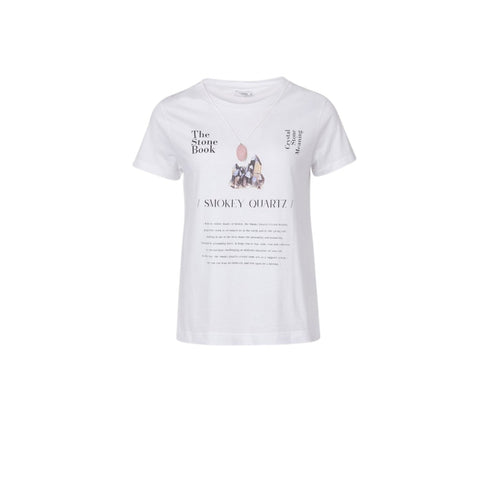 T-shirt Donna con stampa e collana di quarzo rosa Beige TIFFOSI- Francavilla Moda