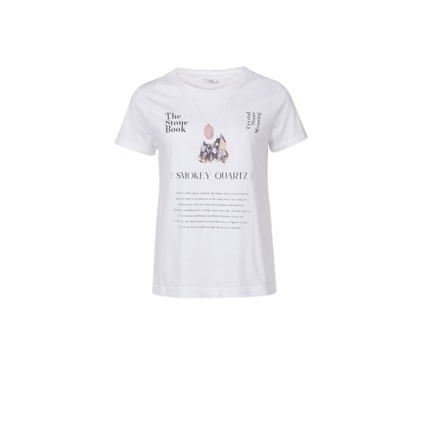 T-shirt Donna con stampa e collana di quarzo rosa Beige TIFFOSI- Francavilla Moda