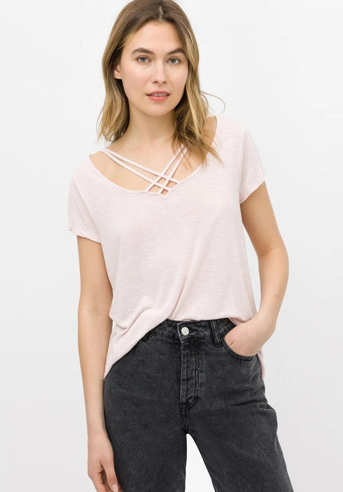 T-shirt Donna in cotone con intreccio Rosa TIFFOSI- Francavilla Moda