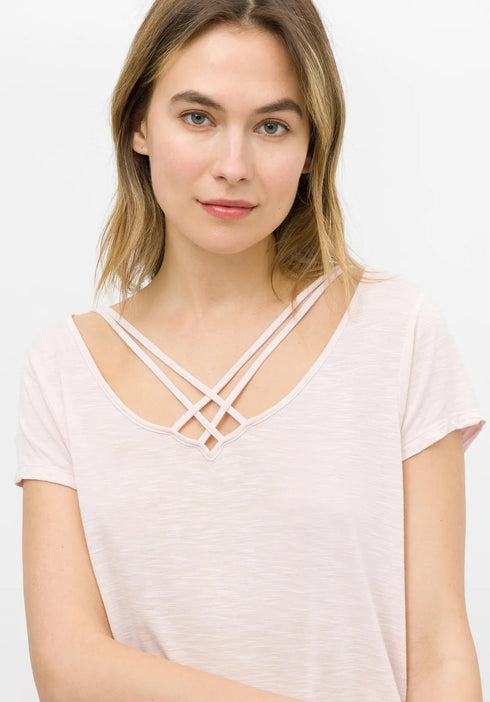 T-shirt Donna in cotone con intreccio Rosa TIFFOSI- Francavilla Moda