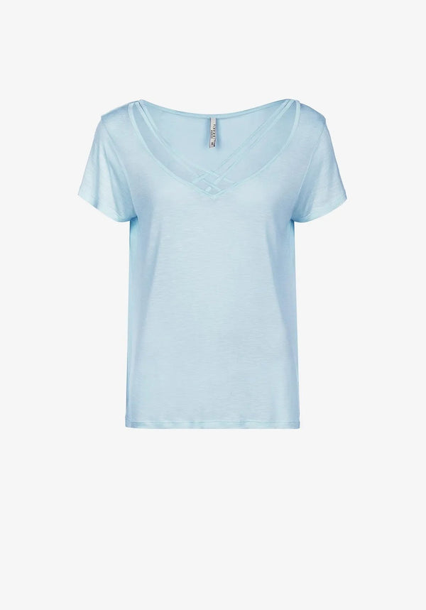 T-shirt Donna in cotone con intreccio Blu TIFFOSI- Francavilla Moda