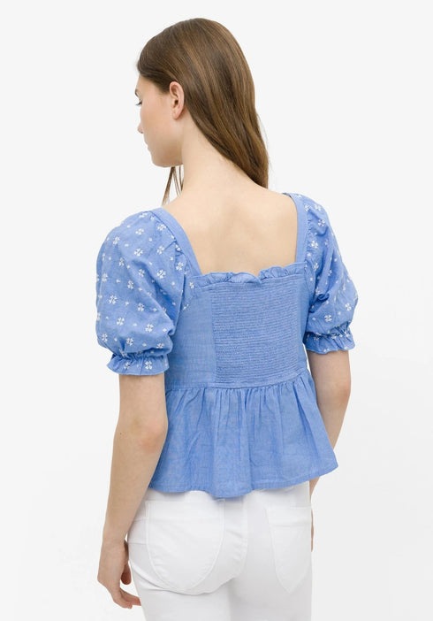 Top Donna con maniche a sbuffo e scollo a V Blu TIFFOSI- Francavilla Moda