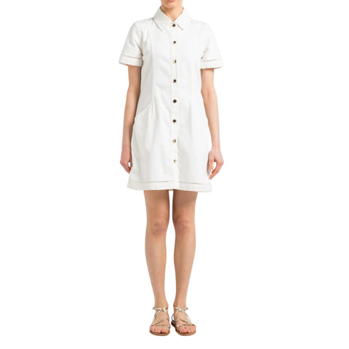 Abito Donna in denim traforato Bianco Tommy Hilfiger- Francavilla Moda