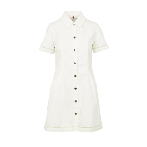 Abito Donna in denim traforato Bianco Tommy Hilfiger- Francavilla Moda