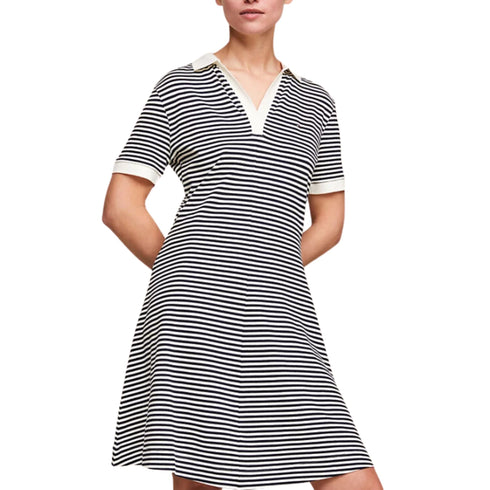 Tommy Hilfiger Abito corto Abito polo Donna a righe orizzontali Blu - Francavilla Moda