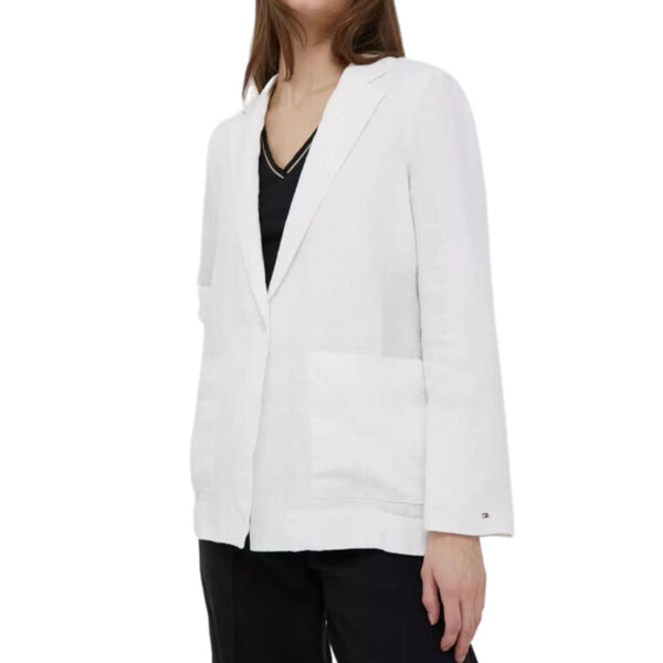 Blazer Donna in lino monopetto Bianco TOMMY HILFIGER- Francavilla Moda